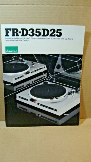 1970s Sansui Stereo Fr - D35 Fr - D25 Turntable Booklet With Specs