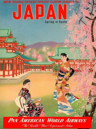 Japan Spring In Kyoto Japanese Vintage Asia Asian Travel Advertisement Poster