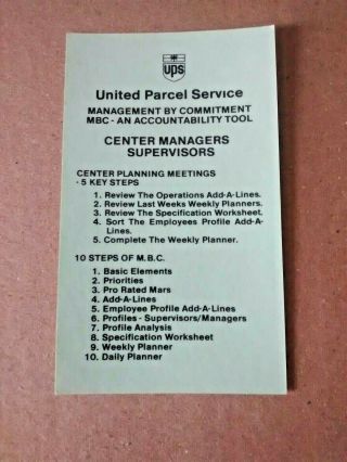 Secret Rare Laminated United Parcel Service Ups " Management By Commitment " Mbc