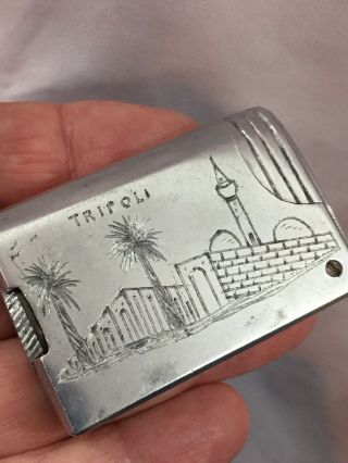 Vintage Aluminum Trench Pocket Lighter With Engraved Decoration Tripoli
