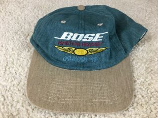 Vintage Bose Hat Snapback Cap Aviation Headset Oshkosh 1998 Speakers Headphones