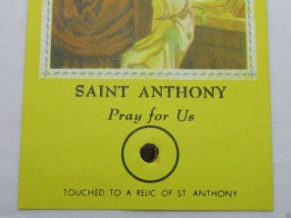 † Blessed Vintage " Saint Anthony " Cloth Relic Touched Holy Card & Rosary Gift †