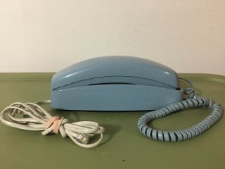 Vintage Trimline Push Button Telephone Baby Blue At&t Corded Desk/wall Phone