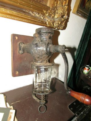 ANTIQUE ARCADE CRYSTAL Coffee Grinder FUNCTIONAL Mill 3