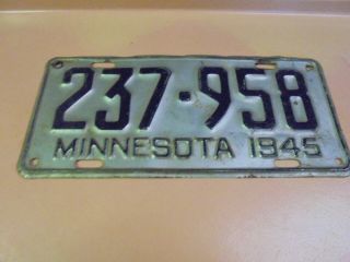 Vintage 1945 Minnesota License Plate Minn.  Mn 237 - 958