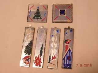 6 Antique Dun - Lap Mirrorettes Mirror 2 Sided Hand Painted Glass Christmas Orname 2