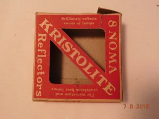 8 Vintage NOMA KRISTOLITE Tin Punch Christmas Tree Light Reflectors w Box 2