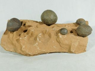 FIVE Moqui Marbles on a Big Natural Navajo Sandstone Formation Utah 1082gr e 3