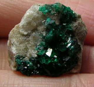 16 11/16 Inch Kazakhstan 100 Natural Dioptase Crystal In Matrix Specimen 17mm