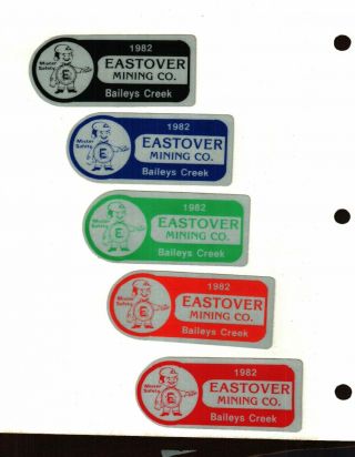 Rare Set Of 5 Eastover Mining Coal Co.  Coal Mining Stickers 916