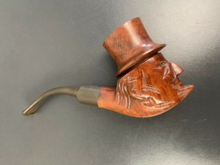 Vintage Hand Carved Figural Head Smoking Pipe Briar Italy Unsmoked Bearded Man