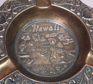 HAWAII - THE ALOHA STATE - CIGAR & CIGARETTE INGRAVED COPPER ASHTRAY SOUVENIR 2