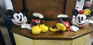 Disney ' s Mickey and Minnie Mouse Cookie Jar Treasure Craft Made in Mexico Set 7