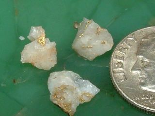 3 California Gold Quartz Specimens Natural Gold.  49 Gram Micromount