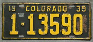 Colorado.  1939.  License Plate.