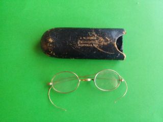 Fortville,  Indiana Antique Eyeglasses With Case Jw Hudson Jeweler & Optician