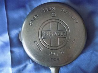 Vtg Griswold No 5 Cast Iron Skillet 724 Large Block Logo Erie Pa Usa Antique