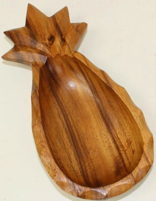 Pineapple Shaped Wooden Bowl Vintage Monkey Pod Sorensons Hawaii Tiki