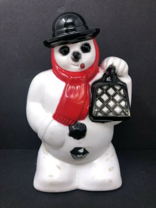 Vintage Hard Plastic Snowman With Lantern Light Up Christmas Decoration