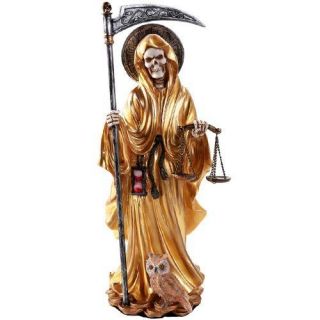 Santa Muerte Saint Of Holy Death Standing Religious Statue 10 Inch Seven Gold