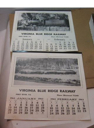 2 Virginia Blue Ridge Railway Rr Railroad Train Calendars Piney River Va