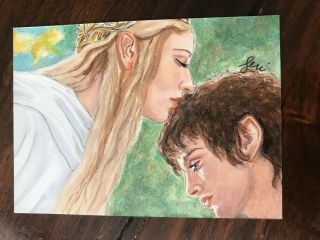 Geri Centonze Sketch Card Galadriel & Frodo Lord Of The Rings Aceo Psc
