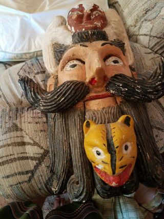 Antique Mexican Folk Art Dance Mask or Wall Hanging OLD MORO MASK 2