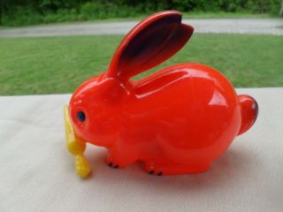 Vintage Hard Plastic Knickerbocker Bunny Rabbit With Carrot And Moveable Ears