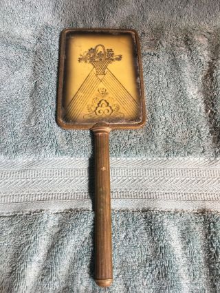 Vintage Brass Hand Held Vanity Mirror