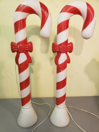 Two Vintage Christmas Blow Molds Candy Canes