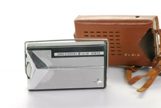 1960s Vintage Elgin Hi - Fi 8 Transistors Radio With Leather Case.