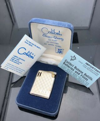 Vintage Colibri Gold Plated Butane Lighter With Display Case And Ppwk