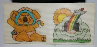 Vintage 1980 ' s Vending Machine Flicker Sticker Koala Bear and Rainbow Hippo 2