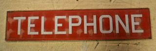 Telephone Booth Sign Red Glass With White Lettering 25 " Long