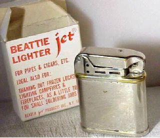, Boxed Beattie Jet Cig & Pipe Lighter W/ Jet Cleaning Tool,  Vtg 1950s