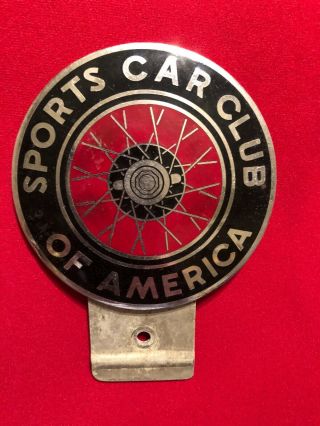 Very Vintage Sports Car Club Of America License Topper Badge 3 - 1/2 Inch