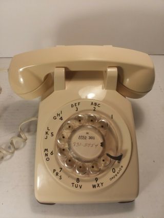 Vintage Telephone Desk Phone Bell Western Electric Cream Beige Rotary 500dm 1978
