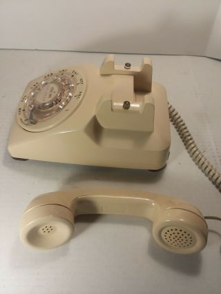 Vintage Telephone Desk Phone Bell Western Electric Cream Beige Rotary 500DM 1978 2
