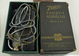 Vintage 1940s Zenith Model A2a " Radionic " Vacuum Tube Hearing Aid