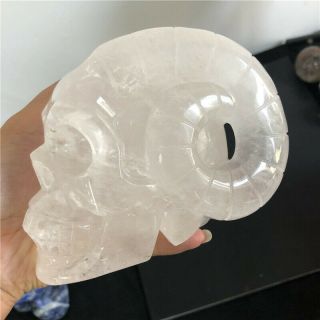 1.  4kg Natural Clear Quartz Crystal Stone Hand Carved Horns Skull Ldf