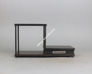 stand display pedestal black Ebony wood China rosewood shelf 高低黑檀木架子 8