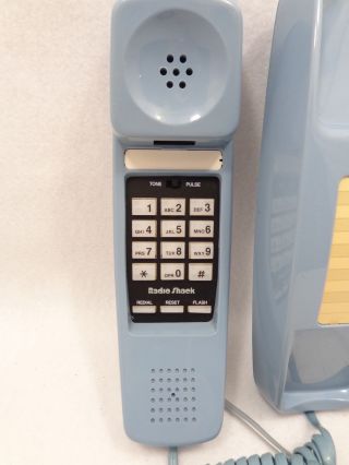 Vintage Radio Shack Corded Telephone Light Blue Push Button Model 43 - 599 NO5 3