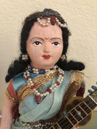 Antique/vintage India Indian Doll Sitar Sari
