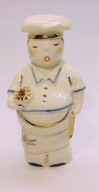 Adrian Pottery Pie Bird Funnel Vent Pot Belly Chef With Gold Accents
