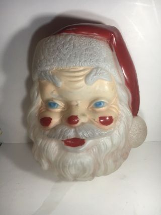 Vintage 1968 Empire Plastic Blow Mold Lighted Santa Head Face 17 Inch Tall