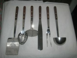 Vtg Flint Arrowhead Utensils Kitchen Tools 6 Pc Set Spatula,  Masher,  Fork,  Etc