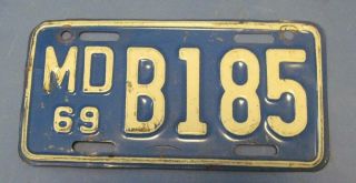 1969 Maryland Motorcycle License Plate