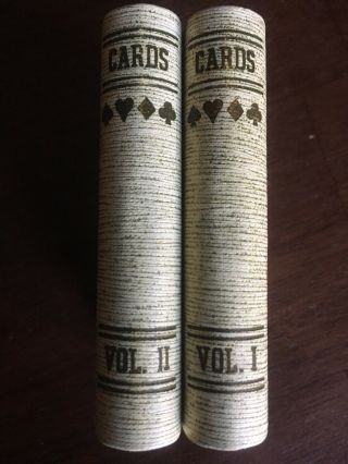 Vintage Playing Card Holder Library Book Style Vol.  1 & 2 W/ 2 Decks