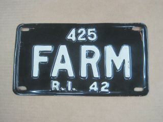 1942 Rhode Island Farm License Plate
