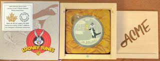 2015 $30 Disney Looney Tunes Sylvester Cat & Tweety Bird 2 Oz.  Silver Nib